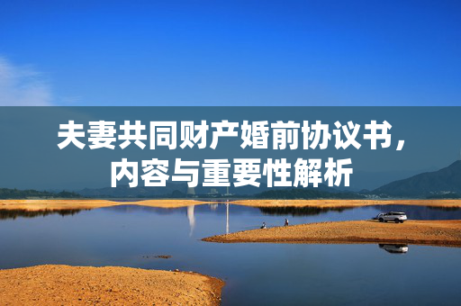 夫妻共同财产婚前协议书，内容与重要性解析