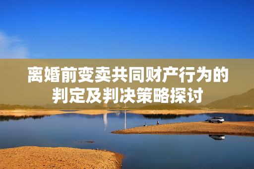 离婚前变卖共同财产行为的判定及判决策略探讨