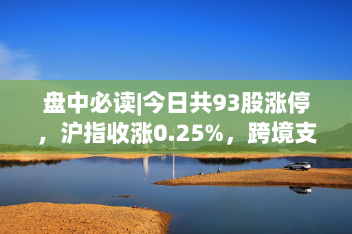 盘中必读|今日共93股涨停，沪指收涨0.25%，跨境支付、物流概念集体走高